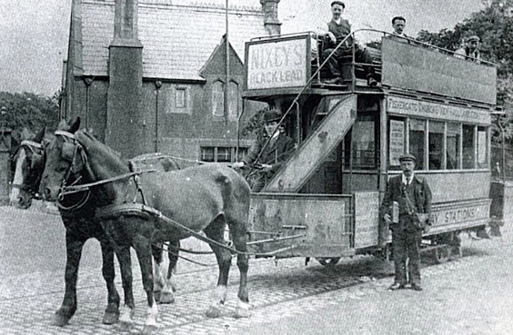 reston horse tram outside Cemetery Gates 1900